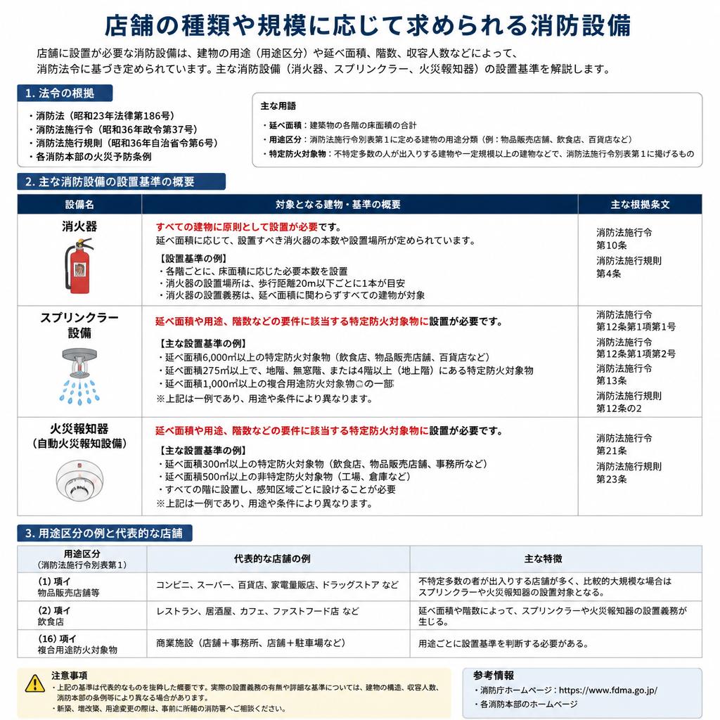 必要な消防設備の種類と設置基準