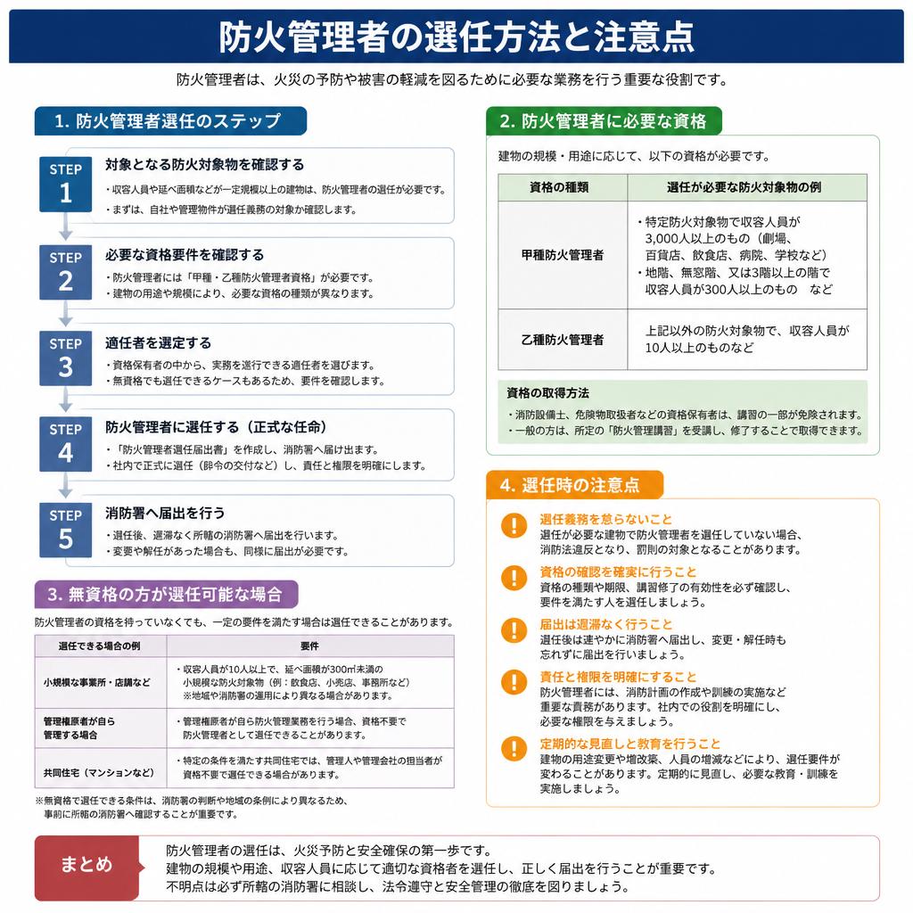 防火管理者選任のステップとポイント
