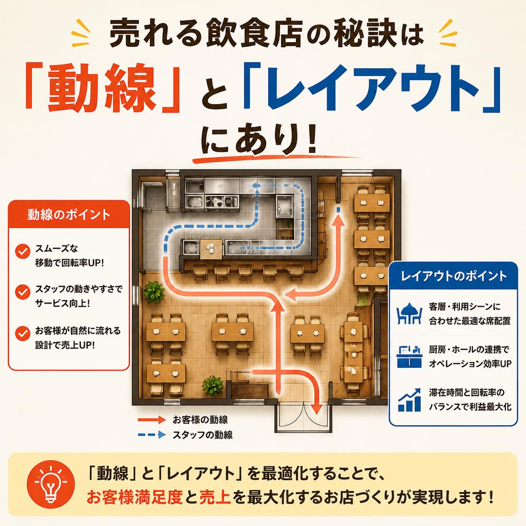 売れる飲食店の店舗デザイン：客単価と回転率を操る「動線」と「レイアウト」